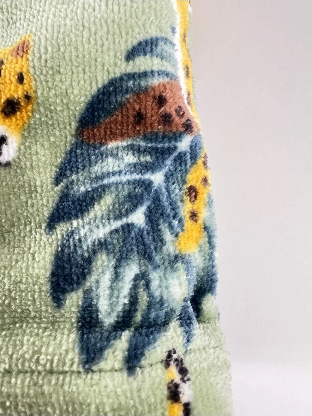 Deborah Connolly Hand Towels Cheetah Print Green Brown Blue Soft Cotton 2 Pc NEW